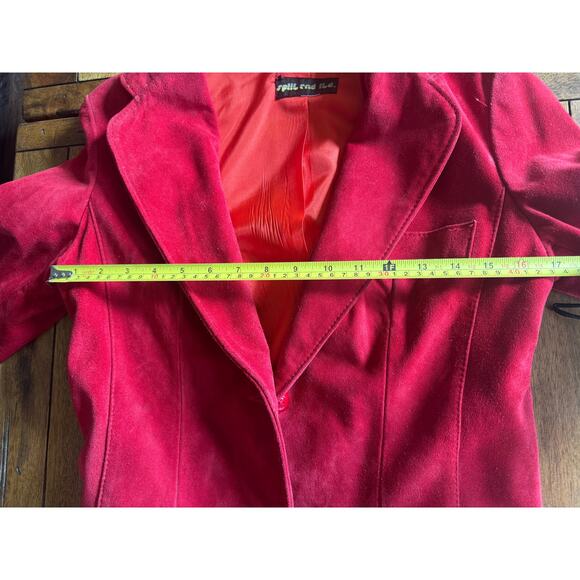 Vintage Split End Ltd Red Suede Blazer Jacket Size 14 - Picture 8 of 13